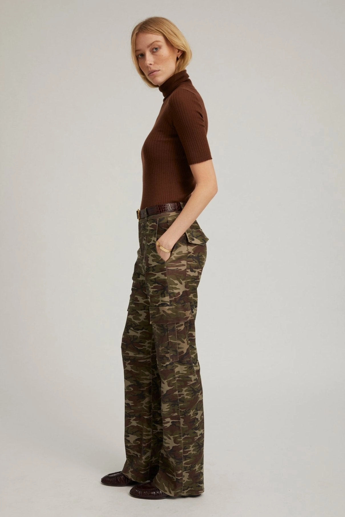 Performance Stretch Active Flex Camouflage Leather Cargo Trousers