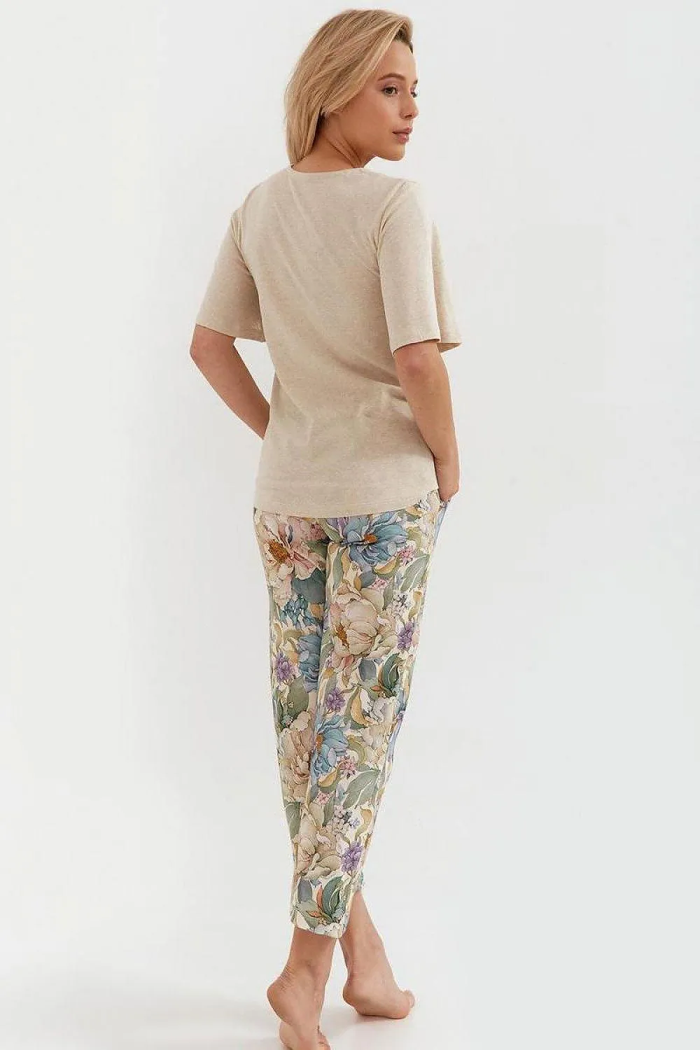 Cana melange shirt, cotton pants womens pajamas