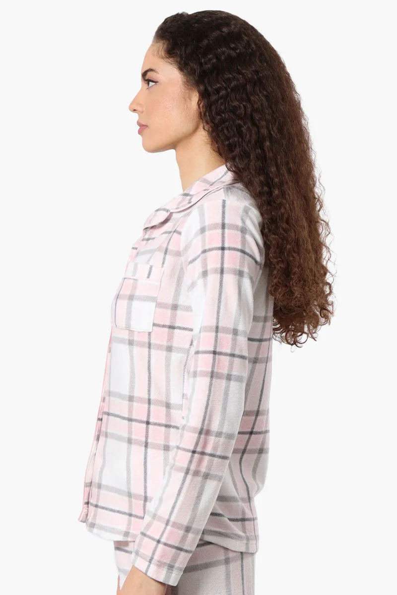 Canada Weather Gear Plaid Button Down Pajama Top - Blush