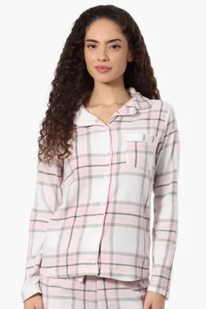 Canada Weather Gear Plaid Button Down Pajama Top - Blush