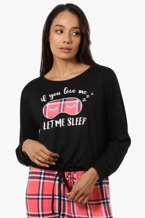 Canada Weather Gear Sleep Print Drawstring Pajama Top - Black