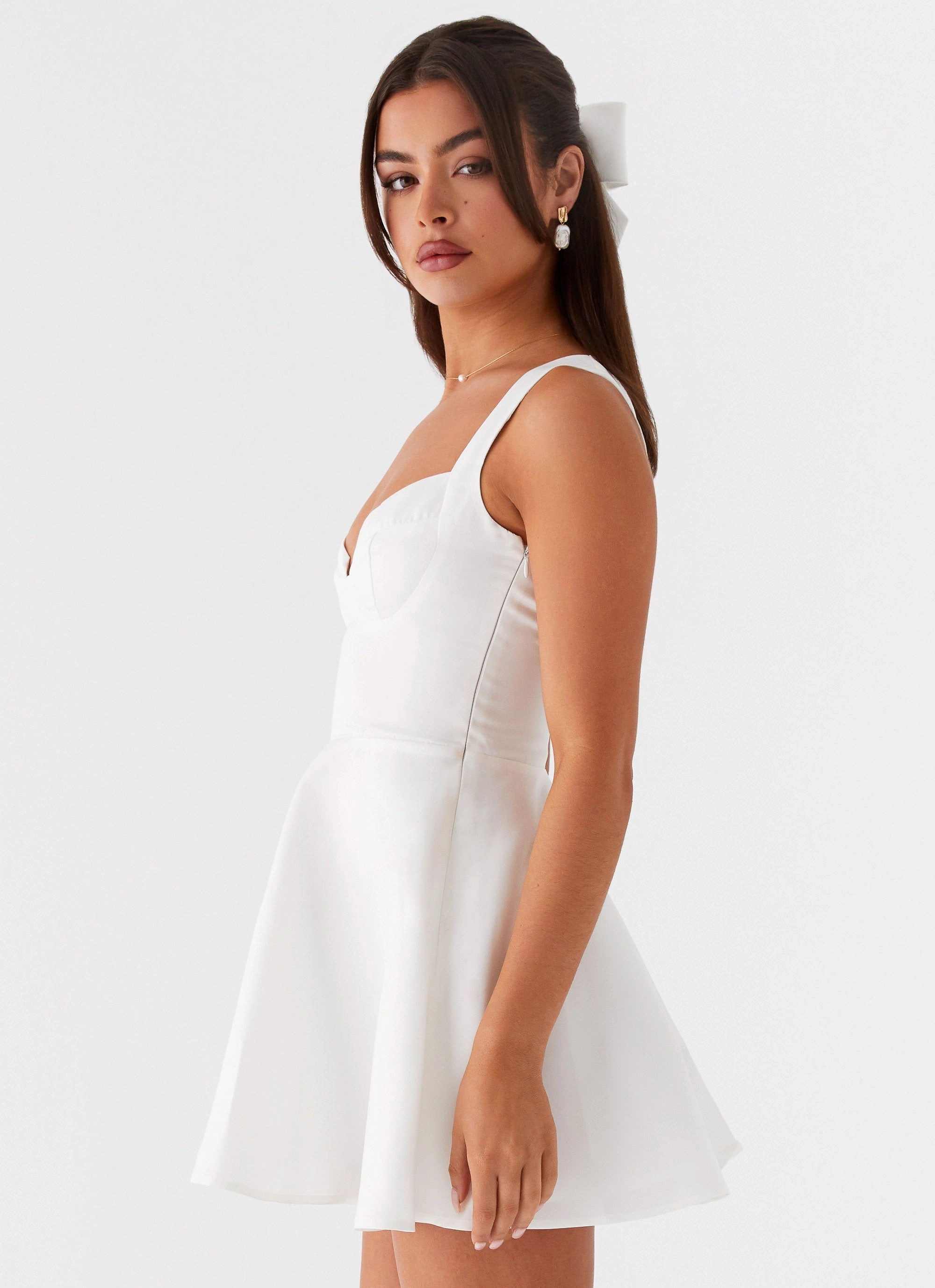 Form Fit Gentle Texture Candice Mini Dress - White