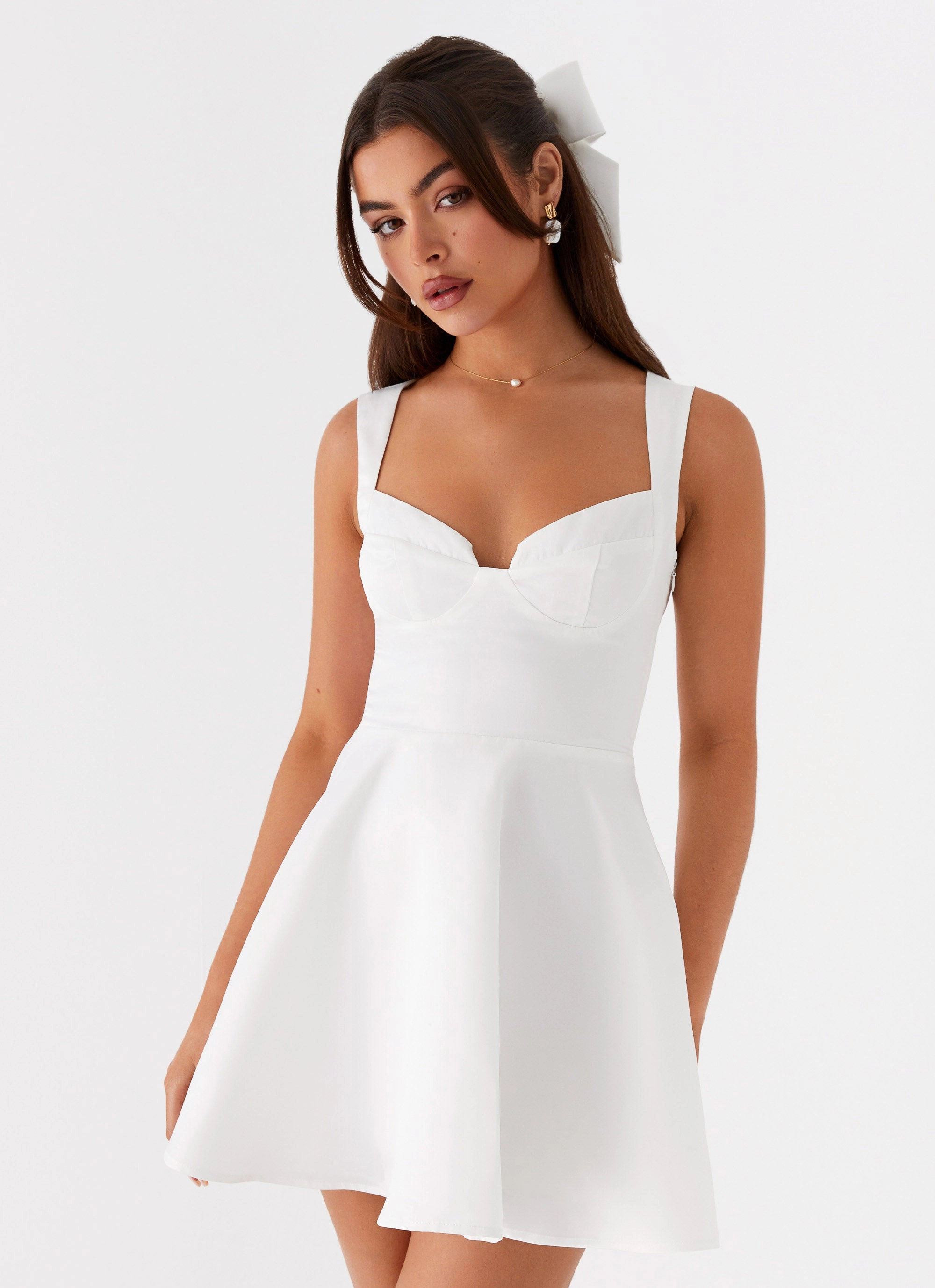Candice Mini Dress - White Comfortable Design Weekend Casual