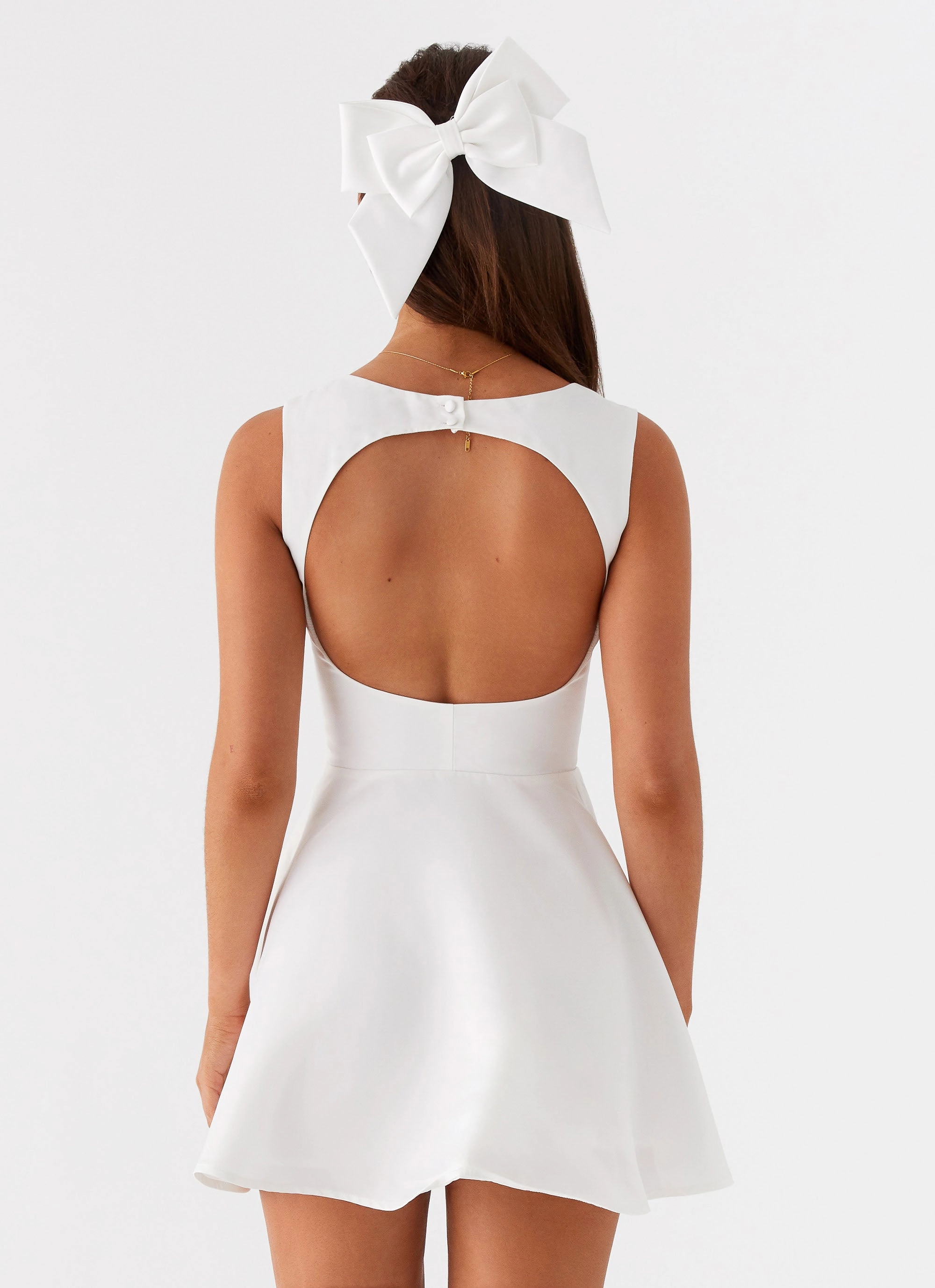 Candice Mini Dress - White Gathered Skirt