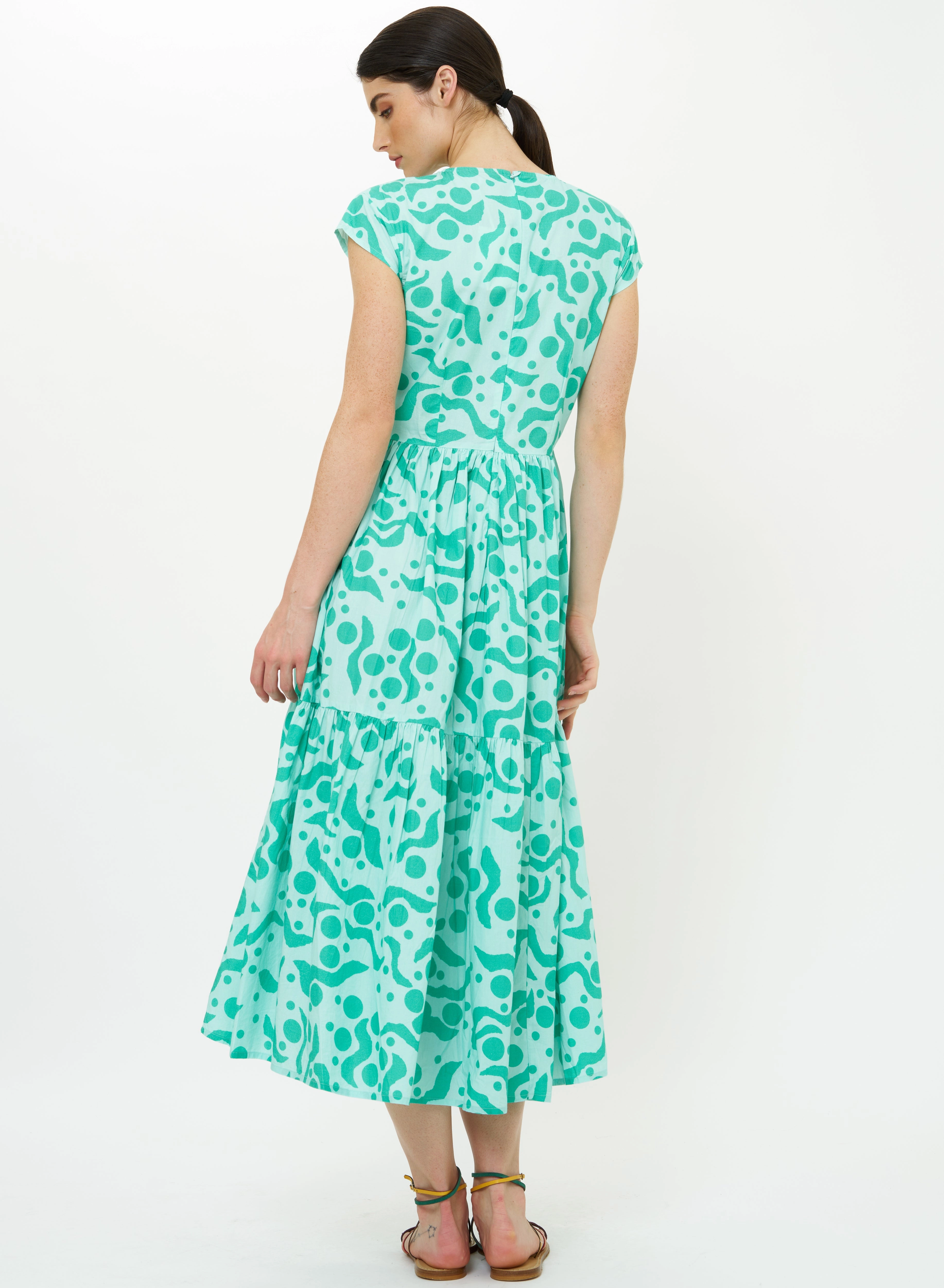 Cap Sleeve Midi Acadia Aqua Office Glam
