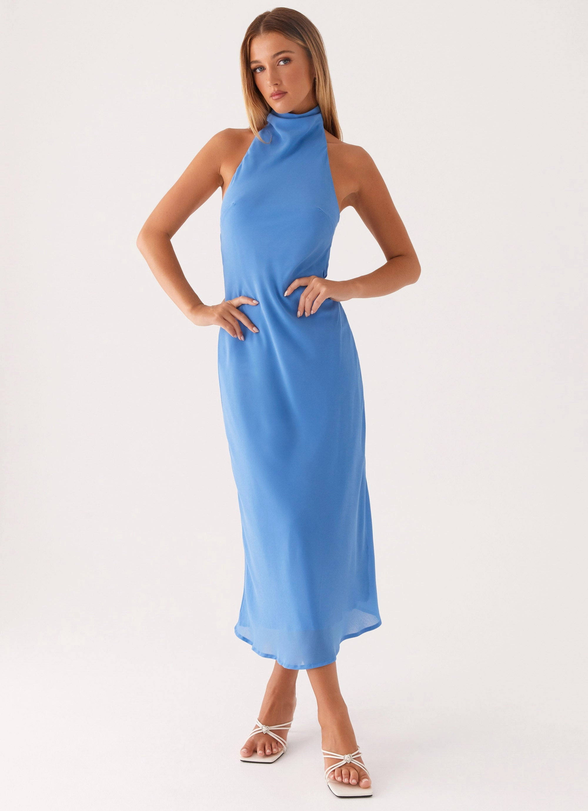 Shelly Midi Dress - Azure Minimal Motion Relaxed Layers