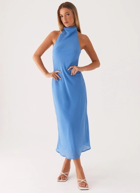 Shelly Midi Dress - Azure Minimal Motion Relaxed Layers