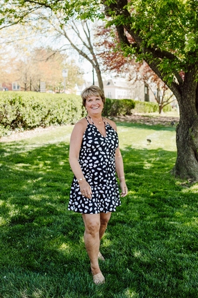 Day-to-evening dress Linen-Blend Cape May Dress Diana's Dot Black/White