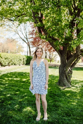 Cape May Dress Rosa Rugosa Navy Natural Feel
