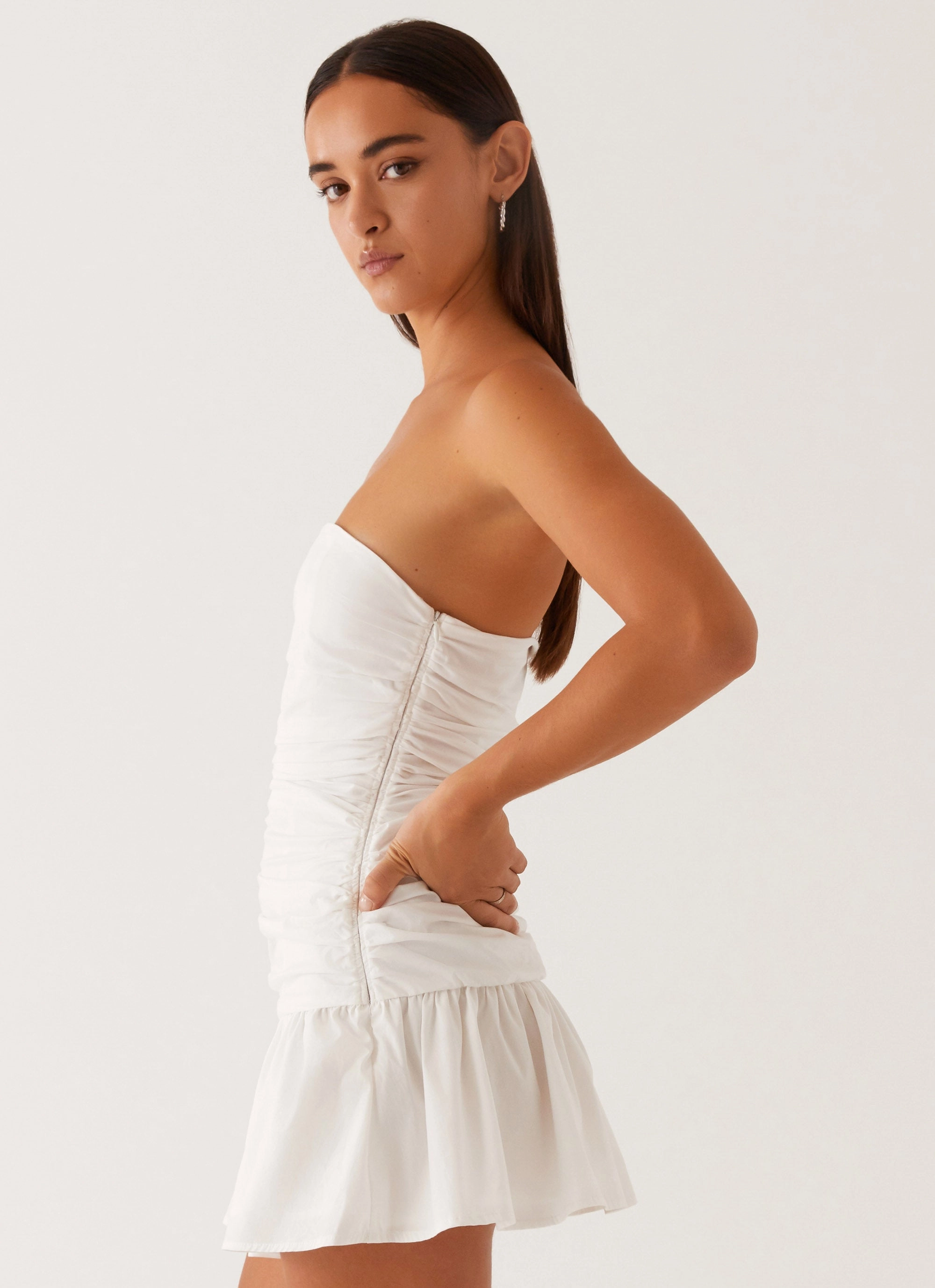 Carmel Mini Dress - White Sleek Outline Urban Feel