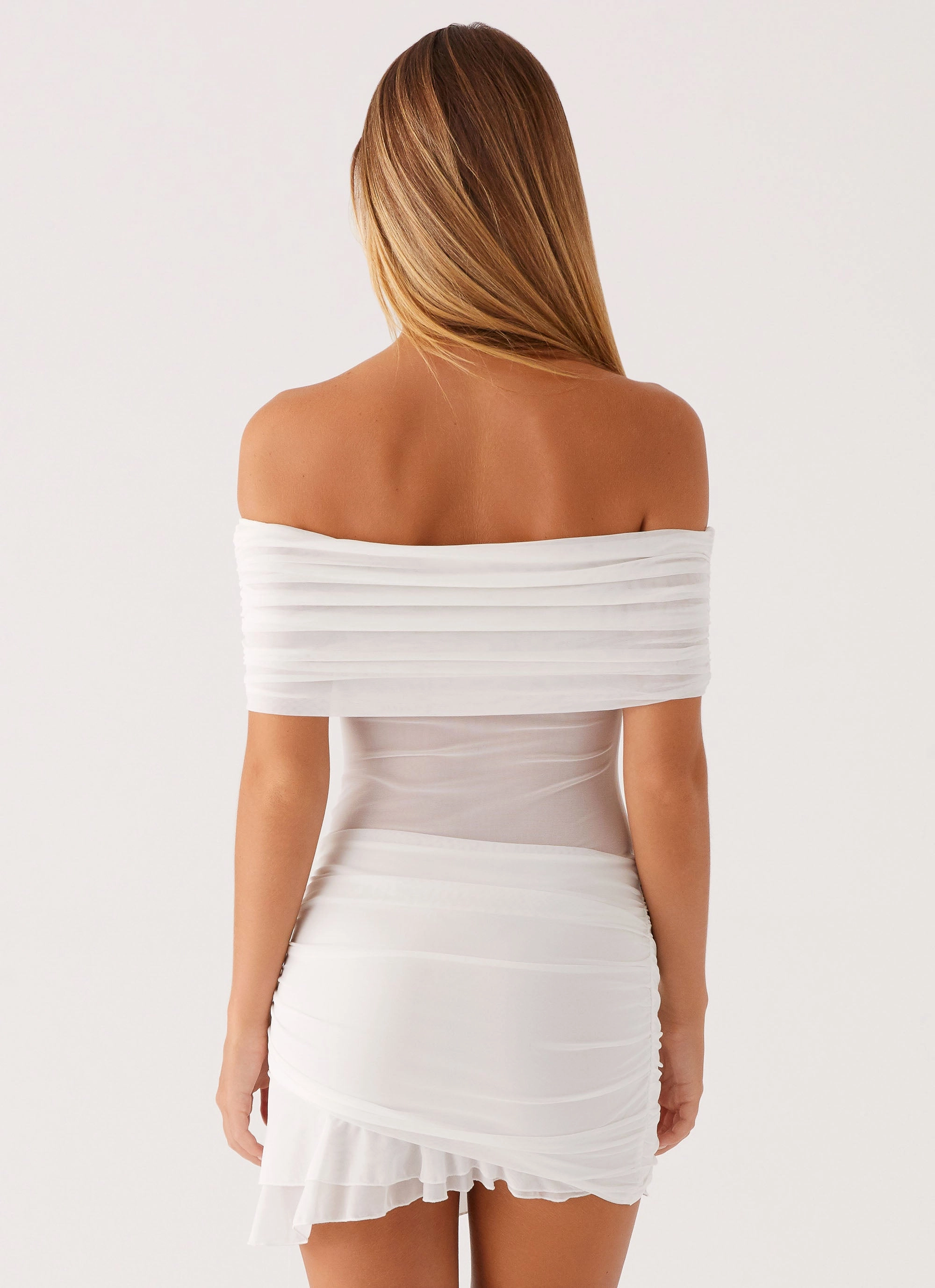 Nelly Off Shoulder Mini Dress - White Signature-Style