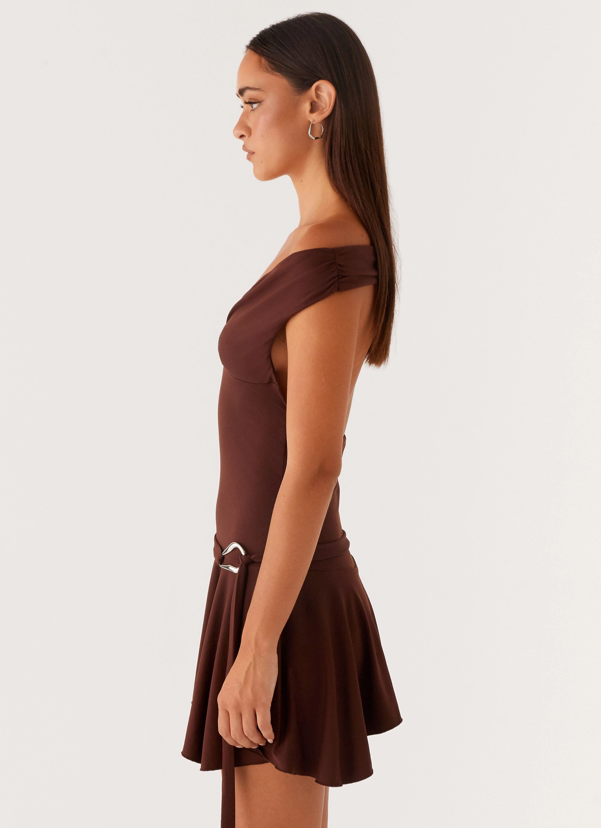 Saffira Mini Dress - Chocolate Figure-Skimming