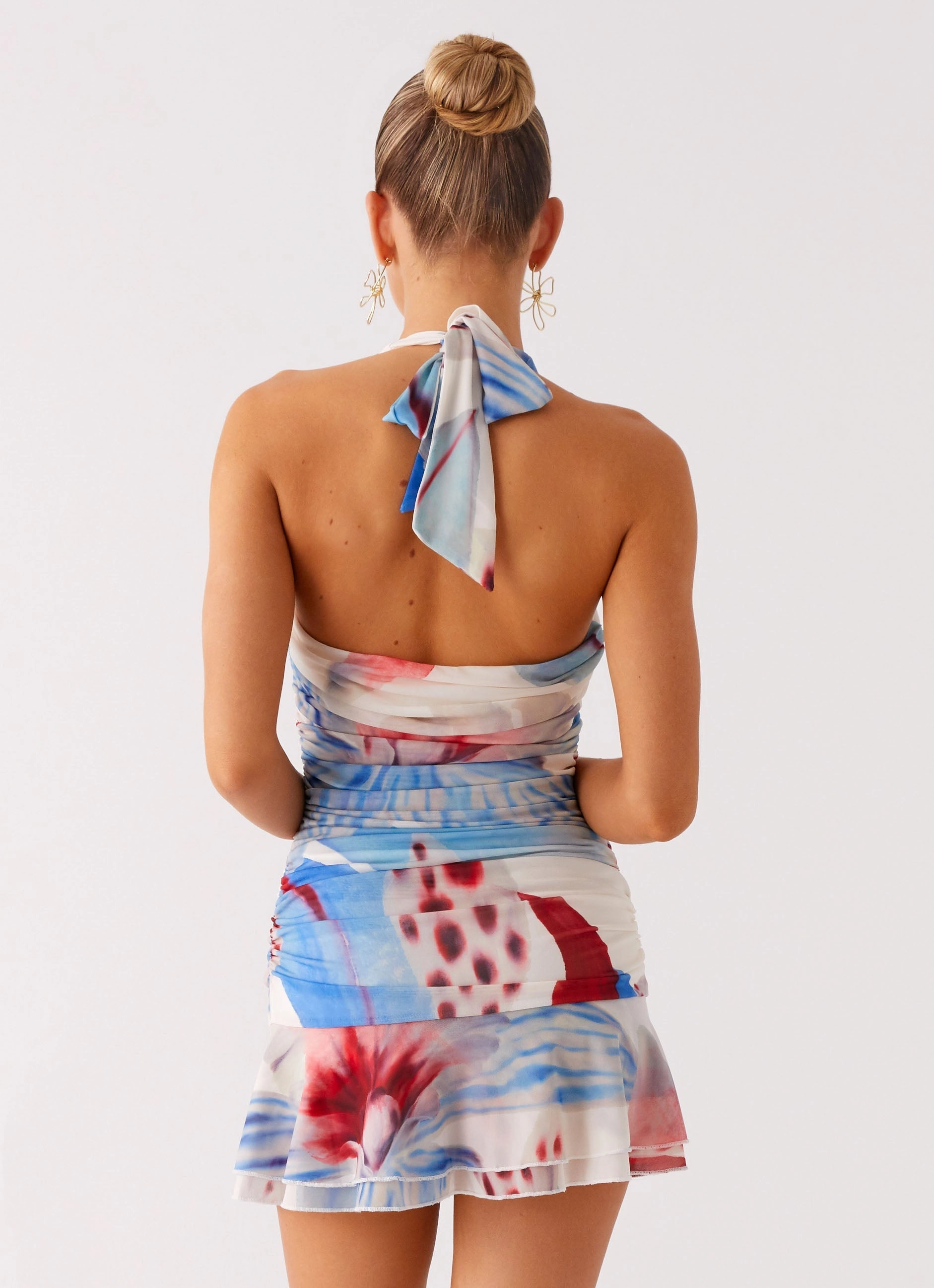 Starlit Night Mini Dress - Deep Sea Bloom Feminine Details Graceful Ease