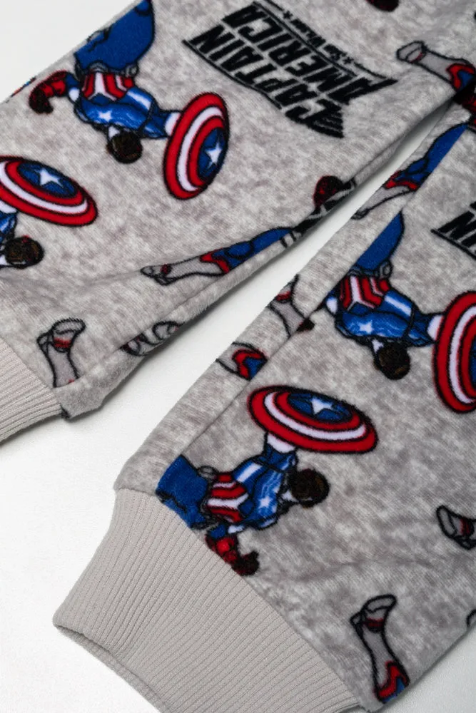 Captain America Fleece Long Sleeve Pyjamas Navy And Cream