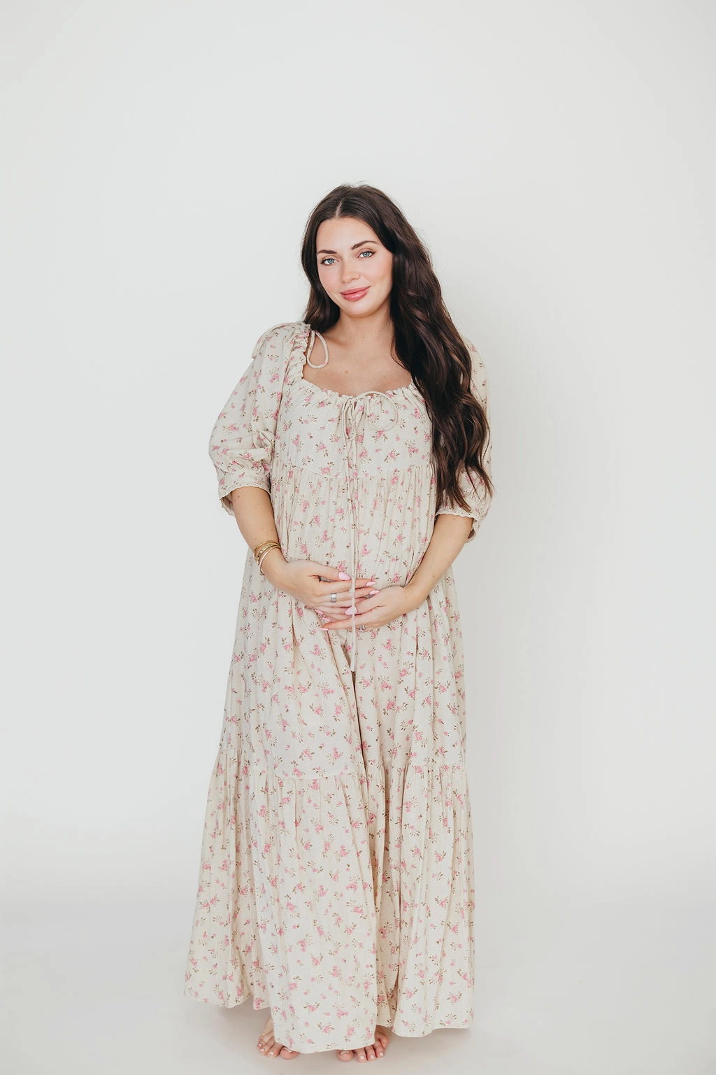 ReversibleStyle Tailored Piece Cara 100% Cotton Maxi Dress in Pink/Brown Floral *Final-Sale*