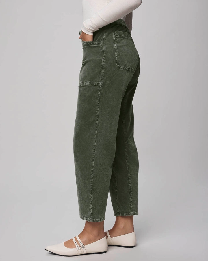 Carissa Corduroy Pant in Green Spruce Low-rise style Stretchable Waist