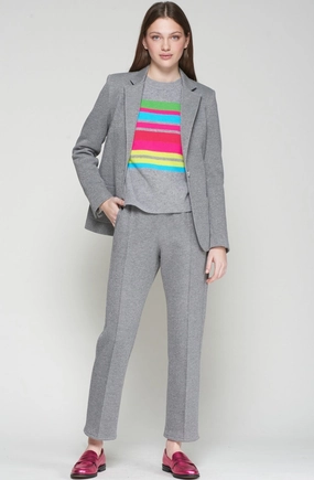 Carla Stretch Trouser in Silver Breathable Material