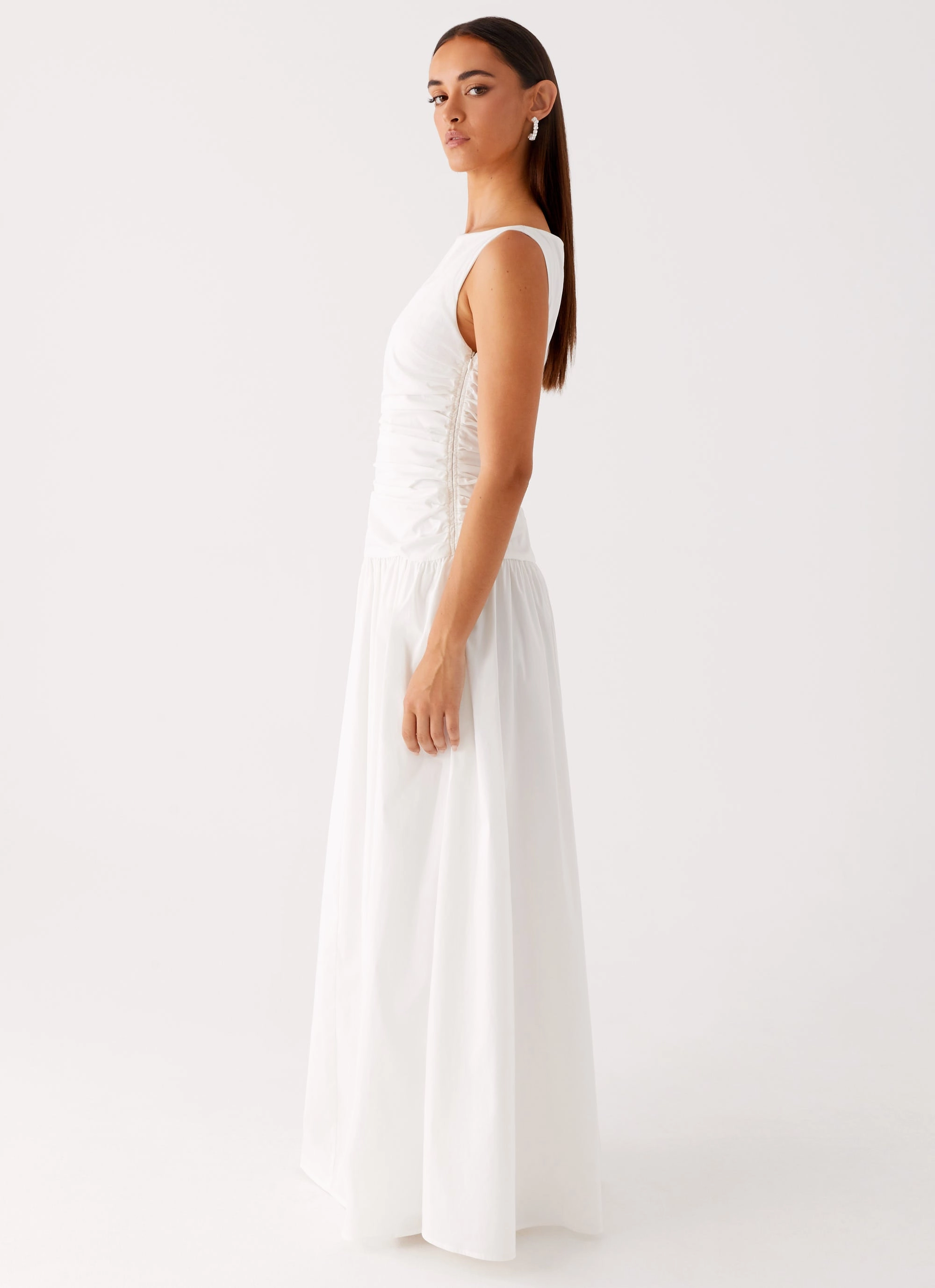 Balanced Lines Carmel High Neck Maxi Dress - White
