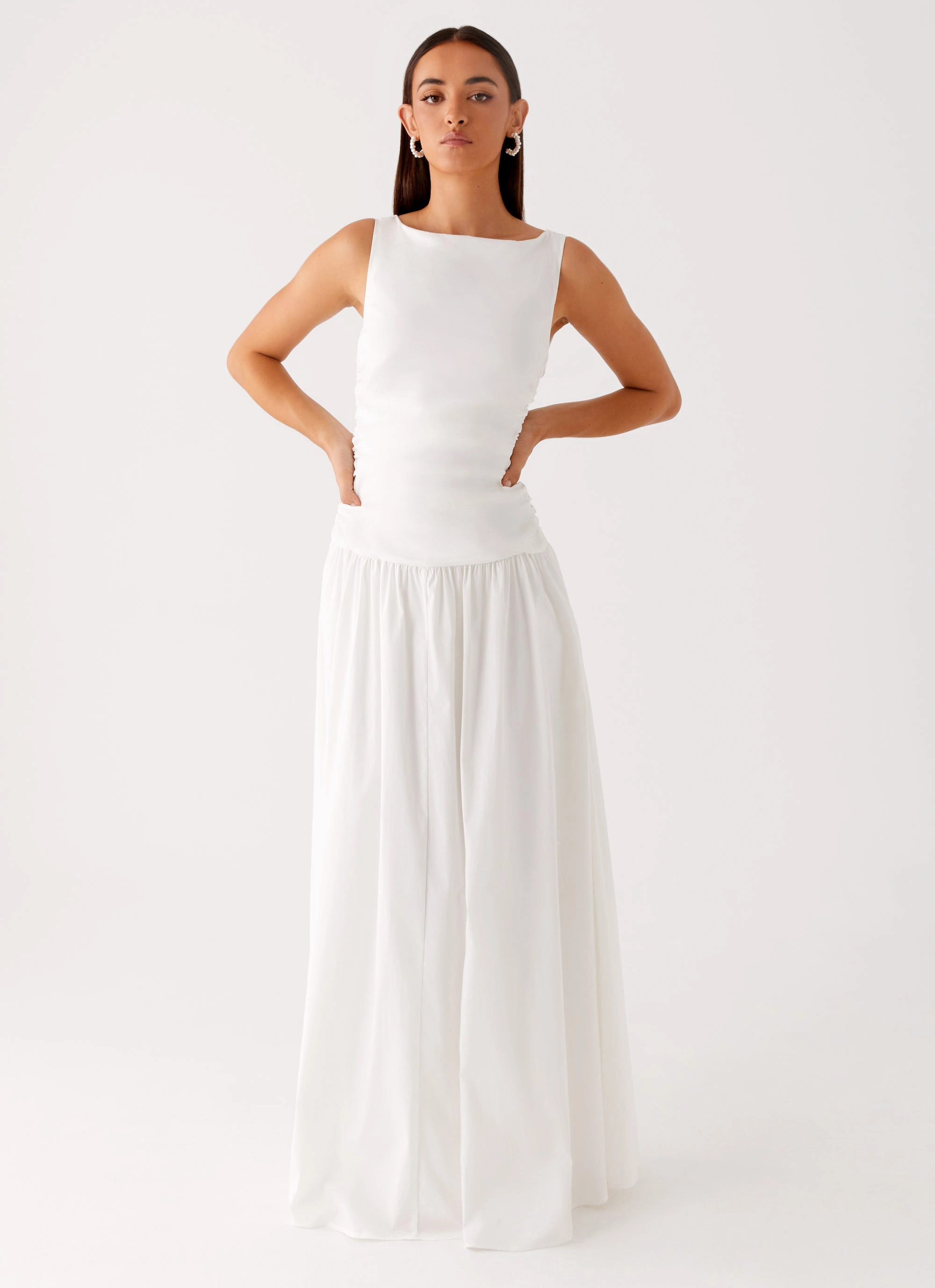 Carmel High Neck Maxi Dress - White Natural Form