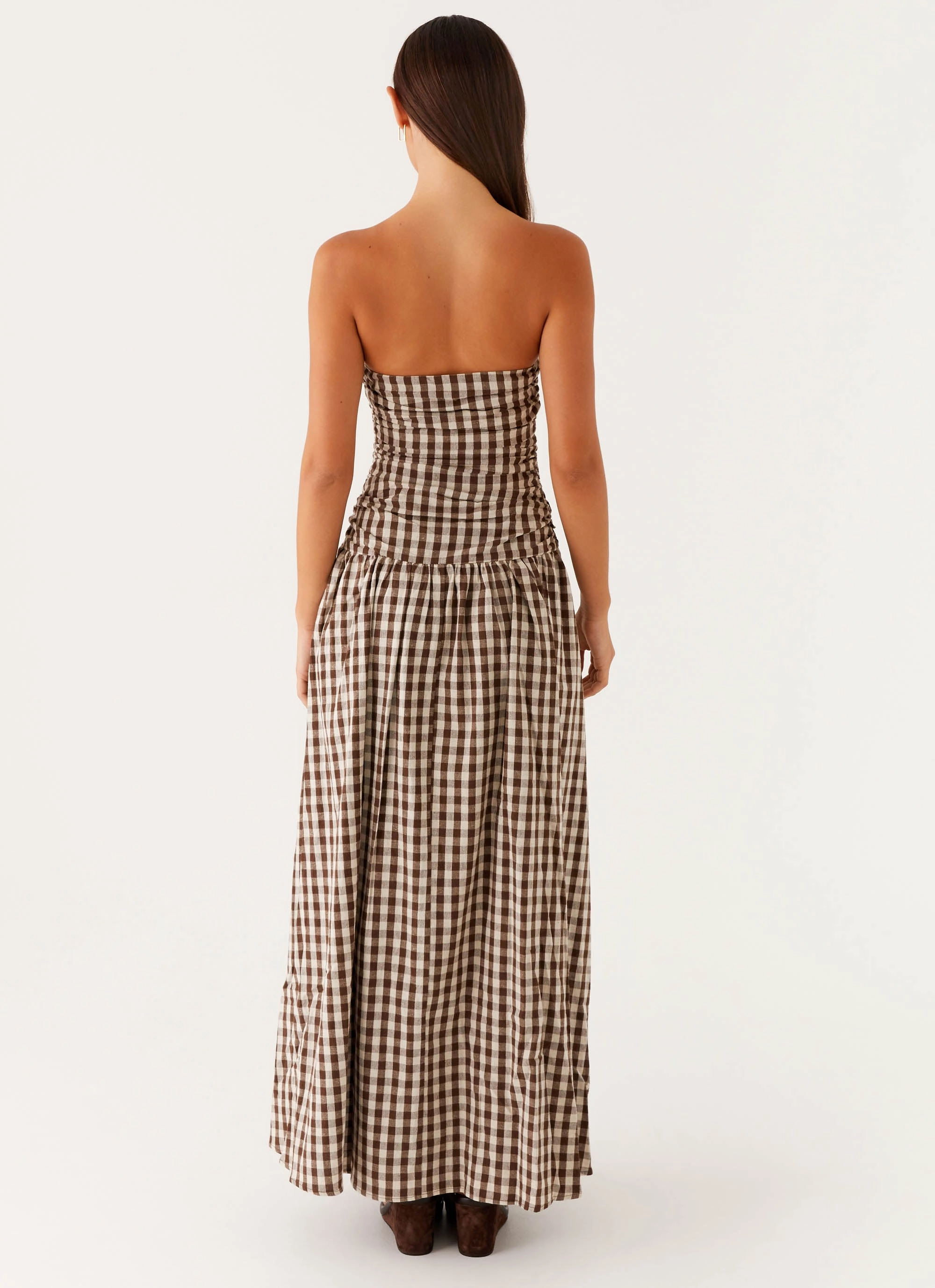 Carmel Maxi Dress - Brown Gingham summer breeze