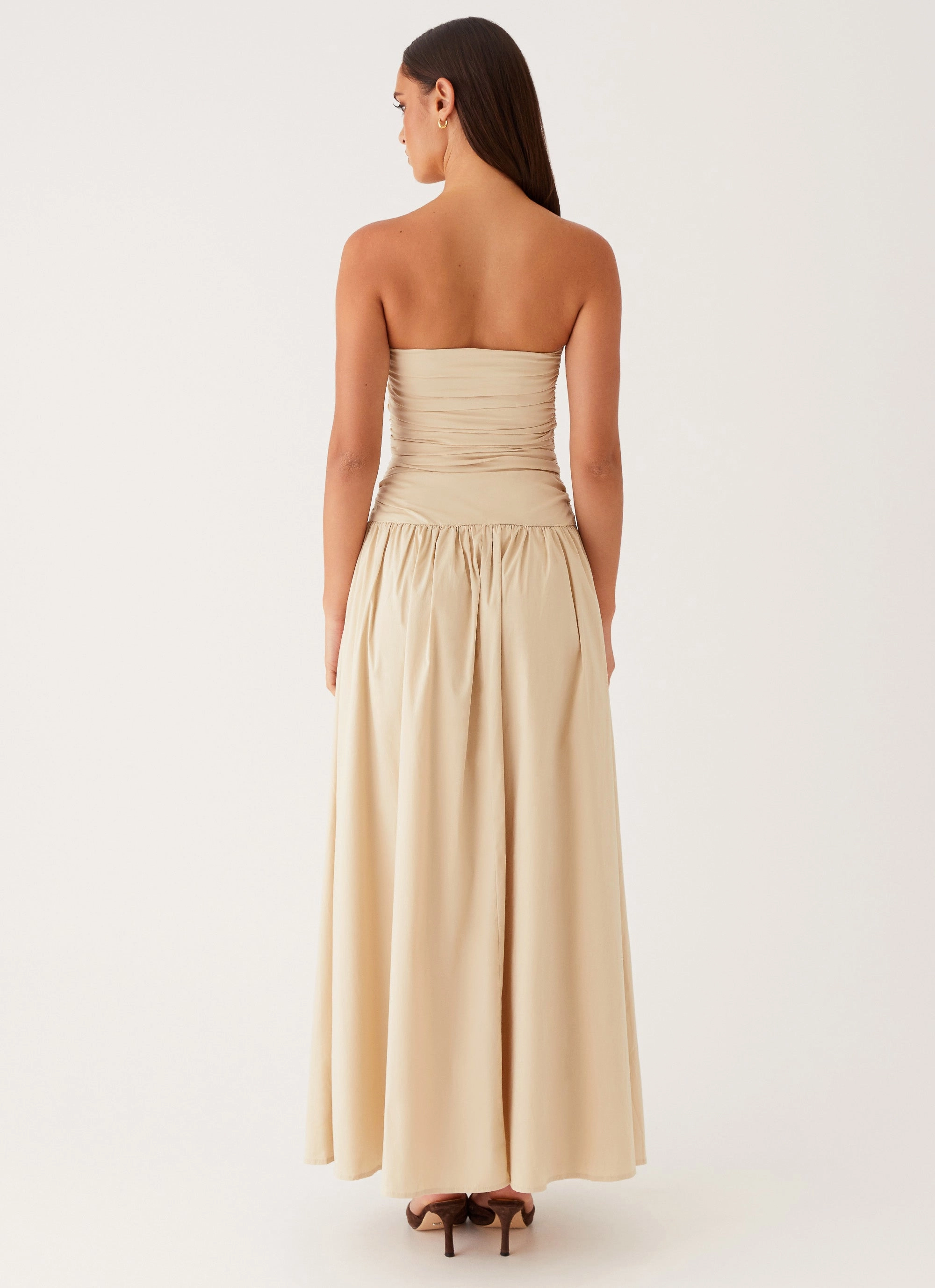 Casual and Stylish Sharp Design Carmel Maxi Dress - Ivory