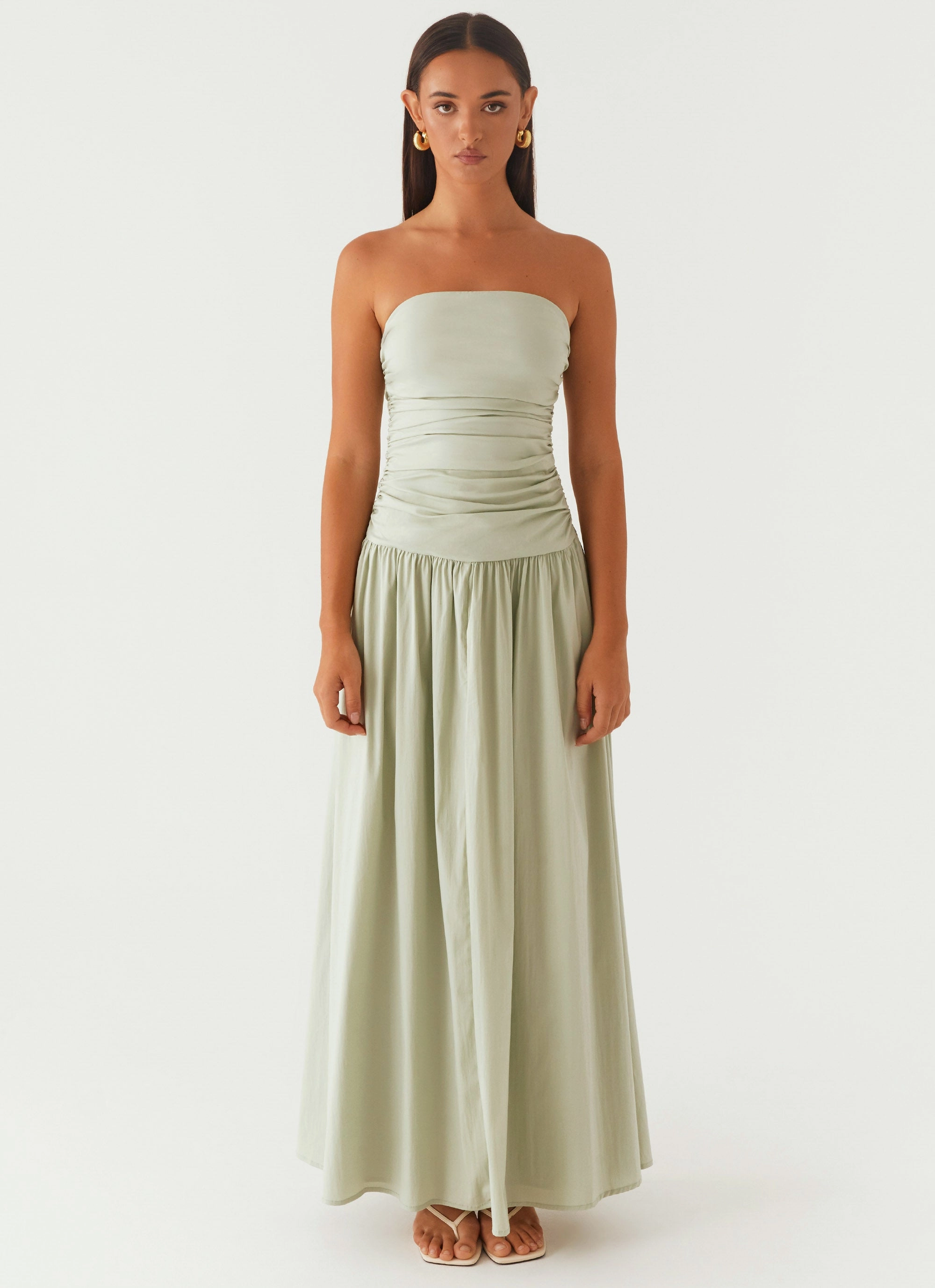 Carmel Maxi Dress - Sage Night Party Fall Silhouette