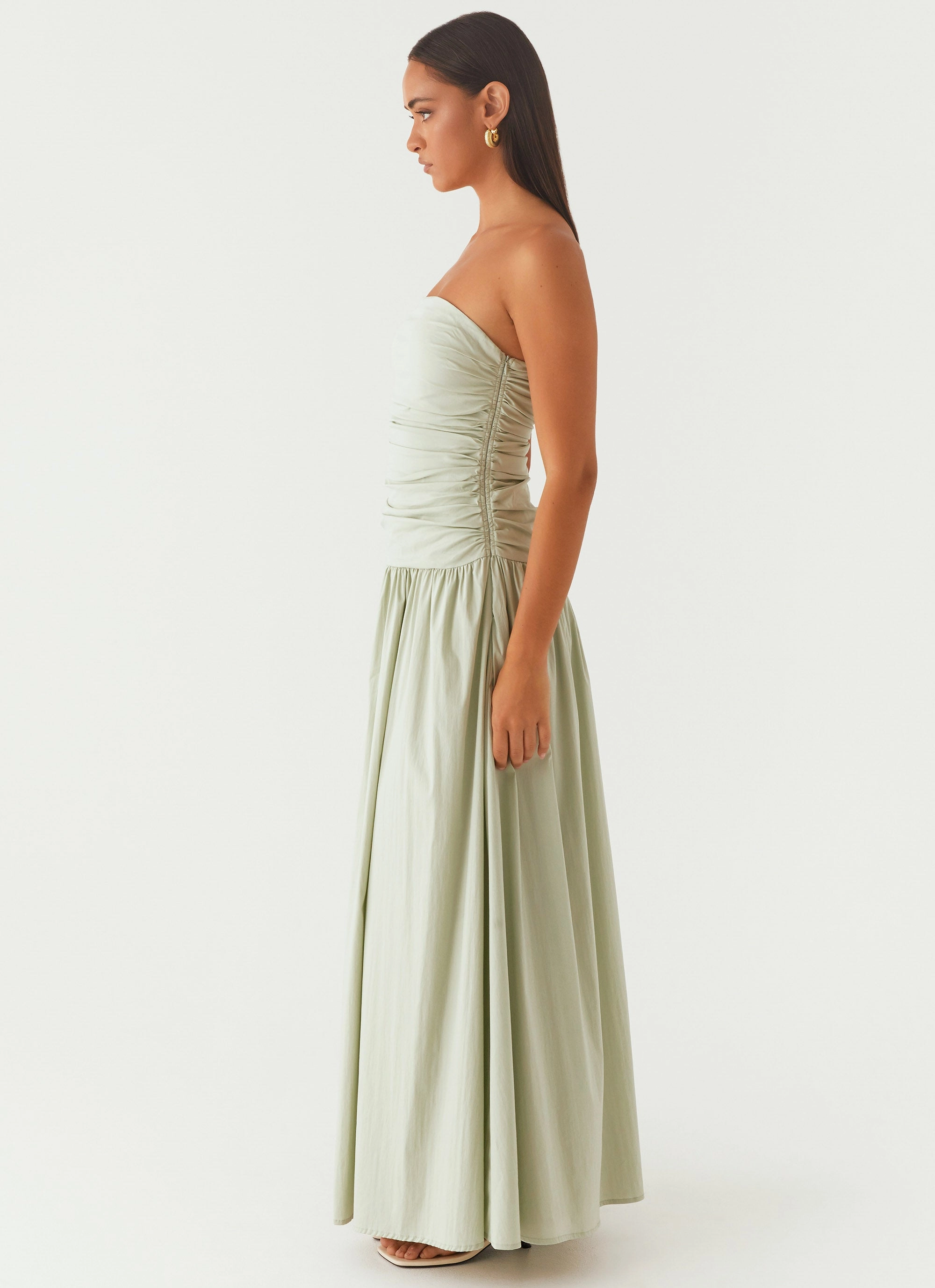 Carmel Maxi Dress - Sage Flattering Style Button Chic