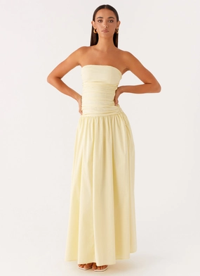 Flattering Fit Wear Light Weight Carmel Maxi Dress - Yellow