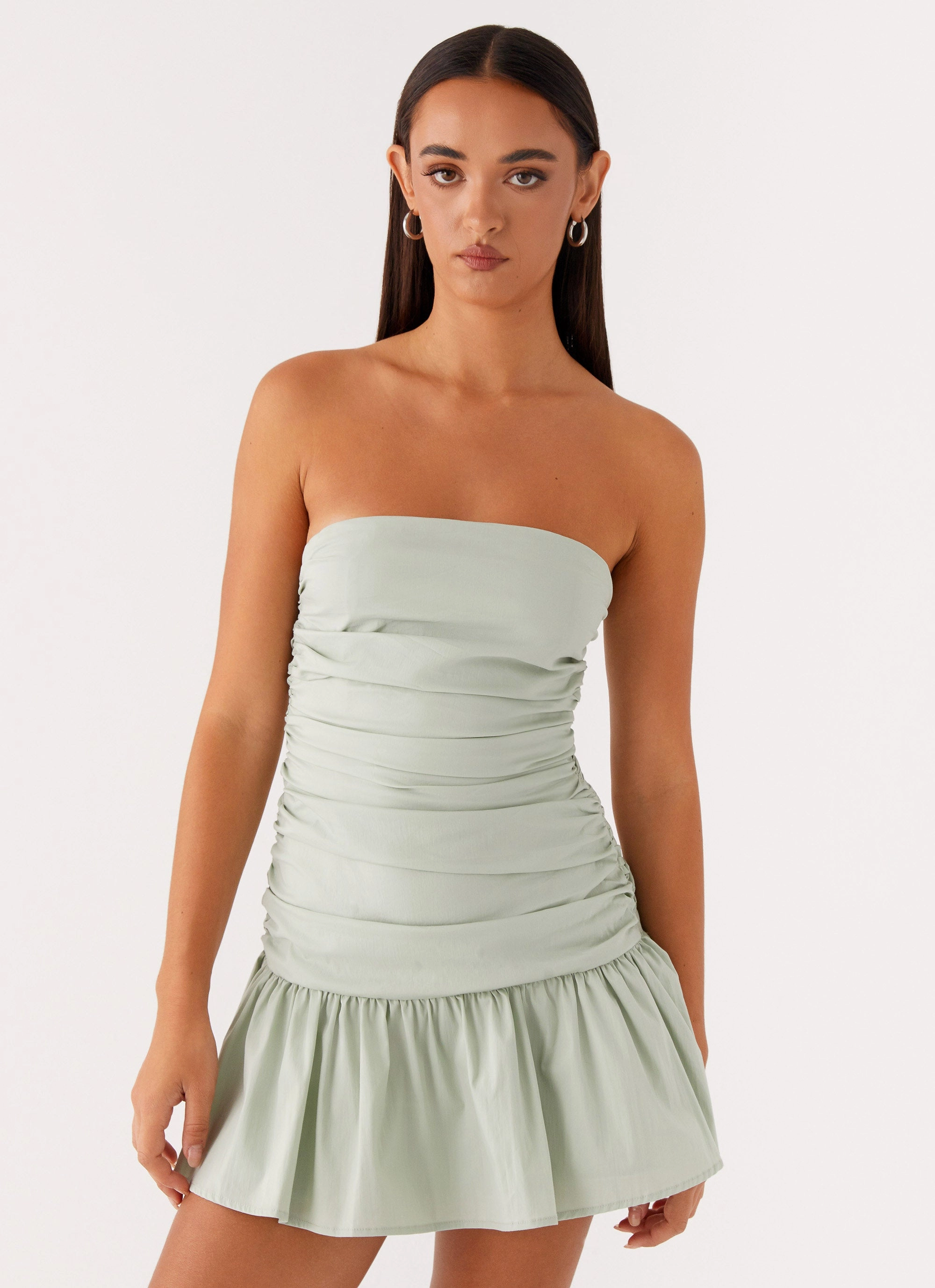 Carmel Mini Dress - Sage Red-Carpet Light Drape