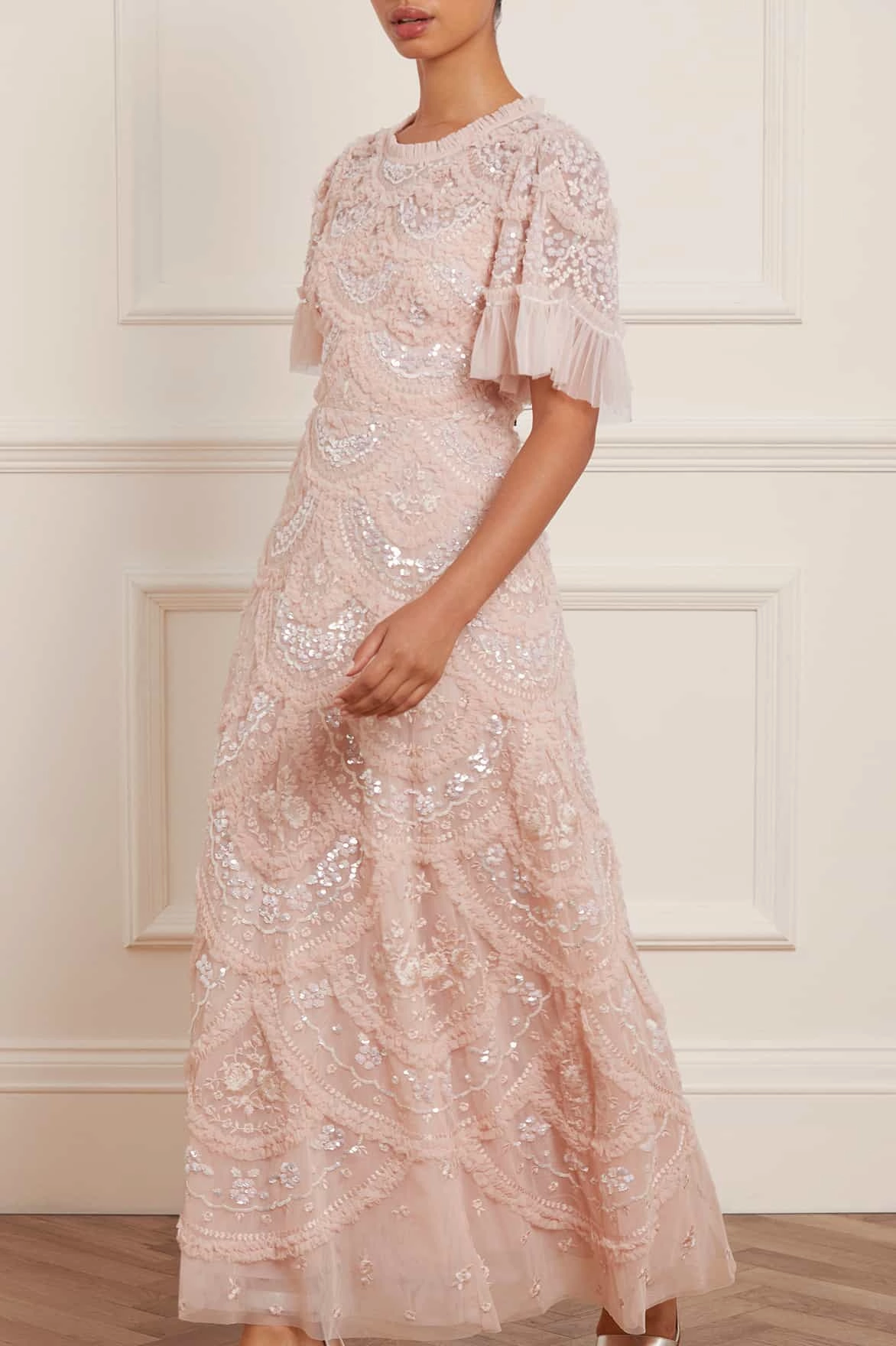Breathable Retro Mood Carmen Ruffle Ankle Gown