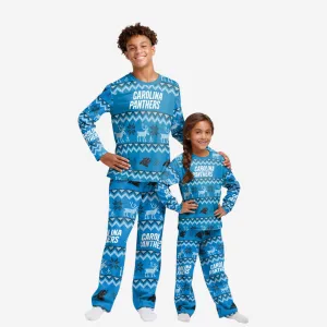 Carolina Panthers Youth Ugly Pattern Family Holiday Pajamas