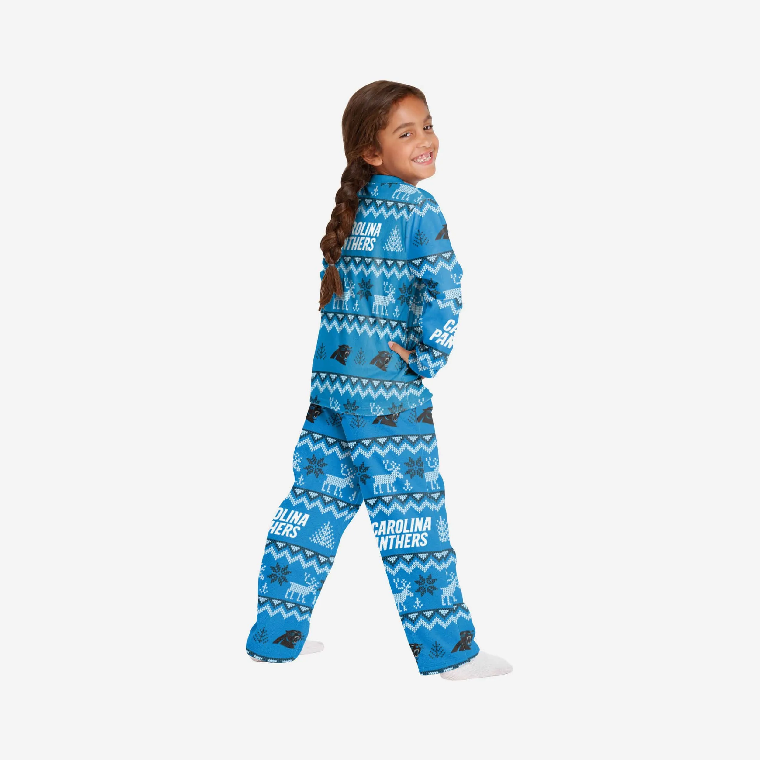 Carolina Panthers Youth Ugly Pattern Family Holiday Pajamas