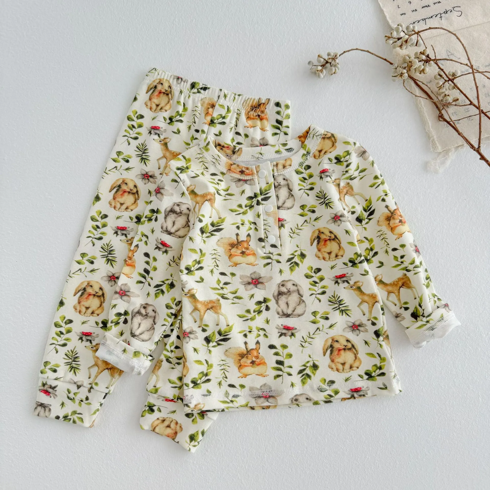 Cartoon Animal Printed Cotton Pajamas for Boys Girls