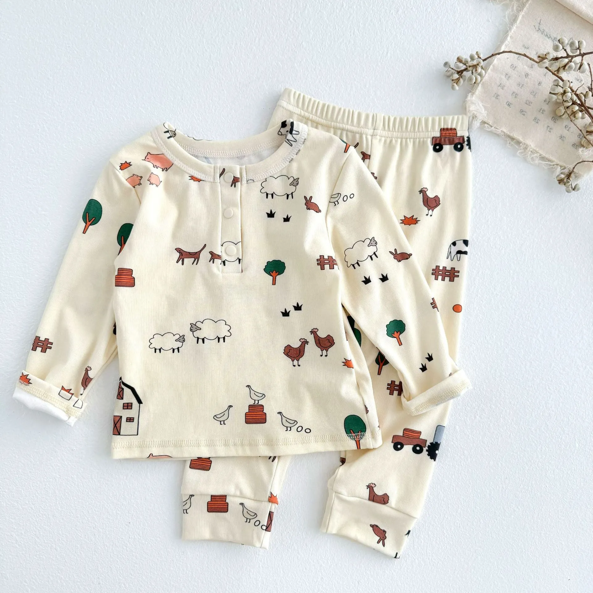 Cartoon Animal Printed Cotton Pajamas for Boys Girls