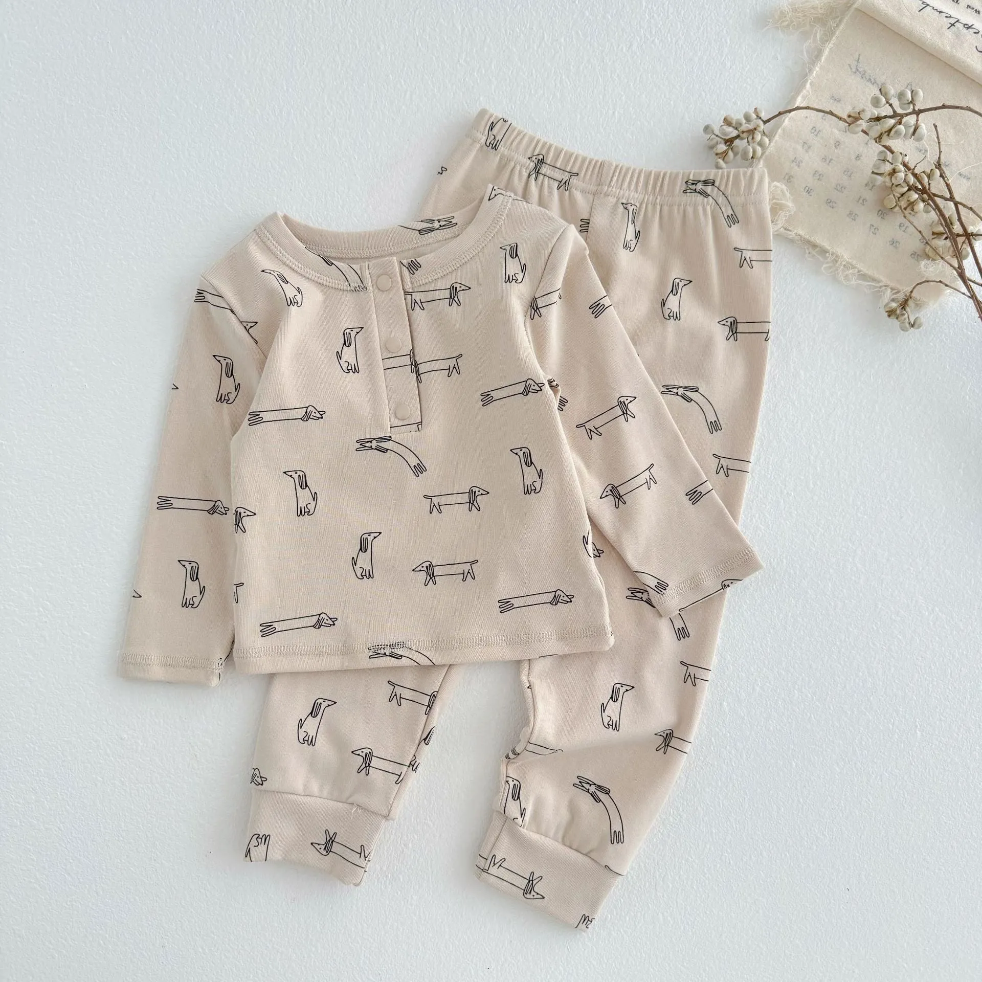 Cartoon Animal Printed Cotton Pajamas for Boys Girls
