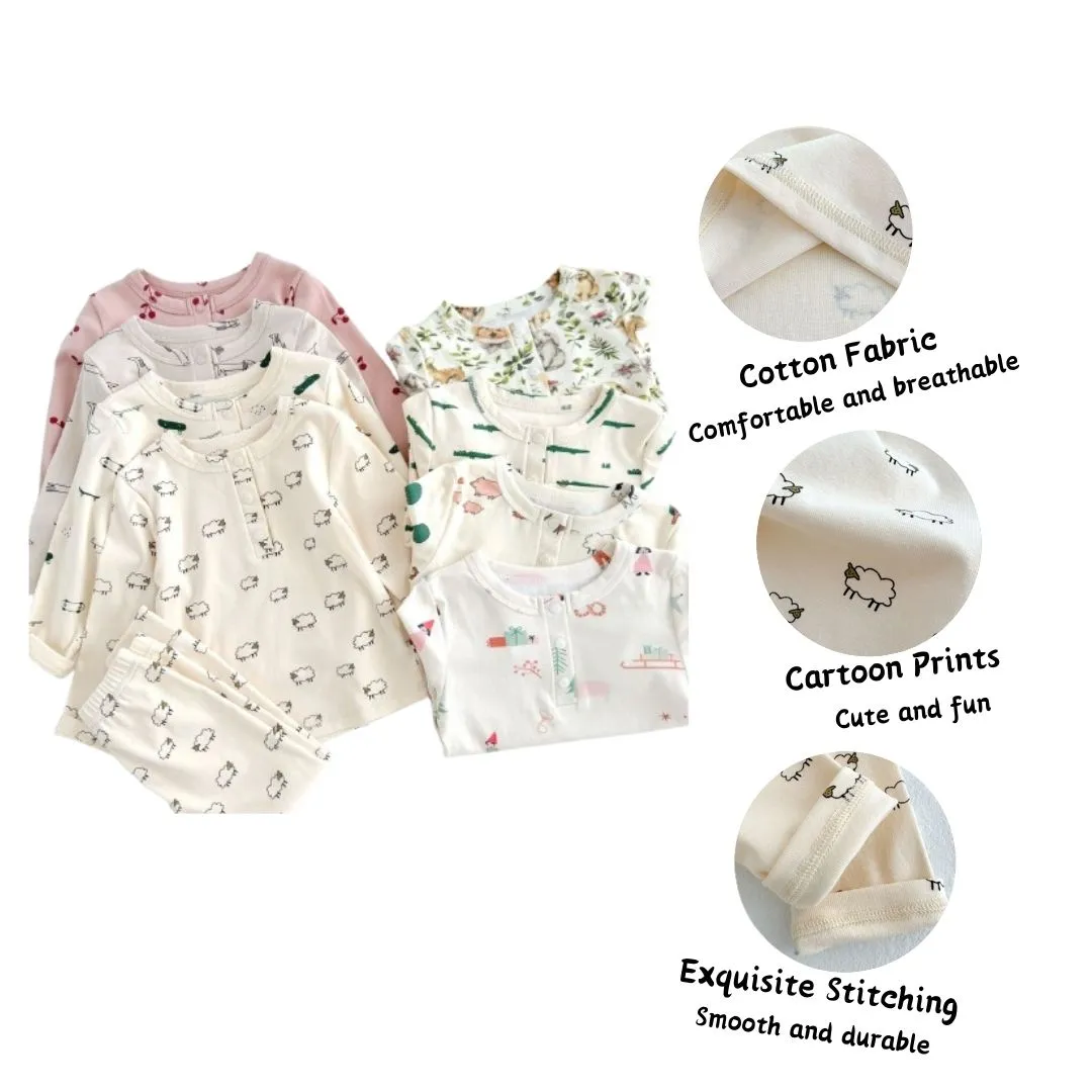 Cartoon Animal Printed Cotton Pajamas for Boys Girls