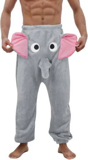Cartoon Elephant Pajama Cute Animal Pants Big Nose and Ears Unisex Soft Elephant Homewear Sleepwear for Women Men Leisure