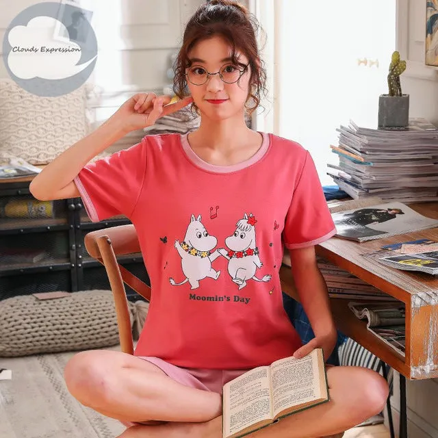 Cartoon Print Cotton Pajamas Set