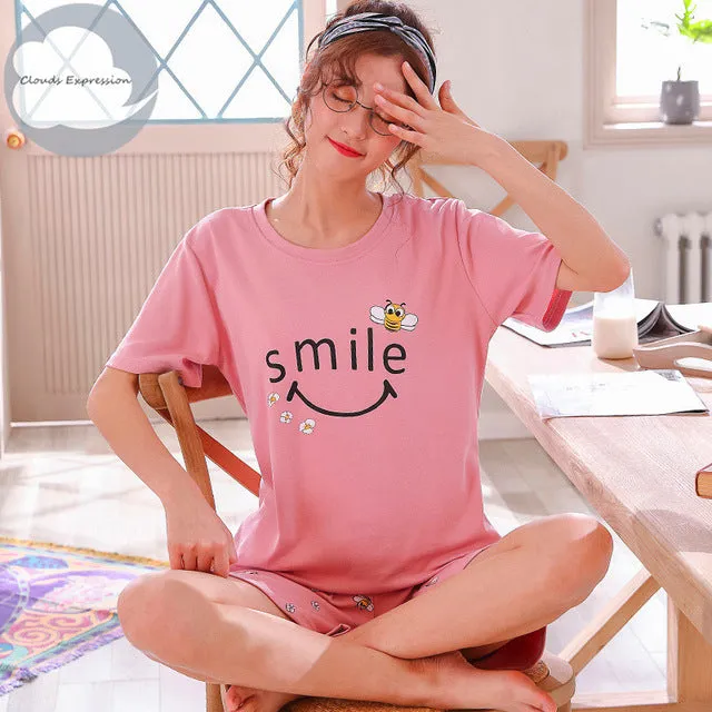 Cartoon Print Cotton Pajamas Set