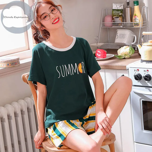 Cartoon Print Cotton Pajamas Set