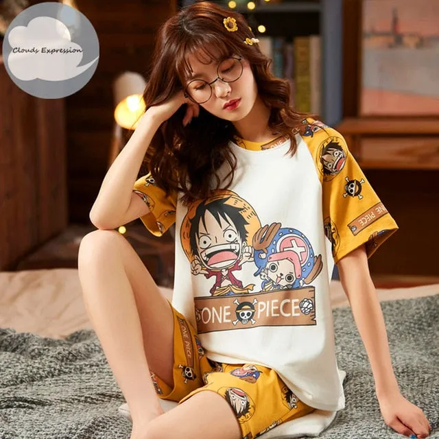 Cartoon Print Cotton Pajamas Set
