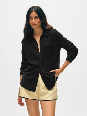 Tagless Neckline Design CASHMERE BUTTON SHIRT