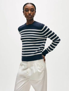 CASHMERE STRIPED CREWNECK Bluesign Approved Material Wrinkle Resistant