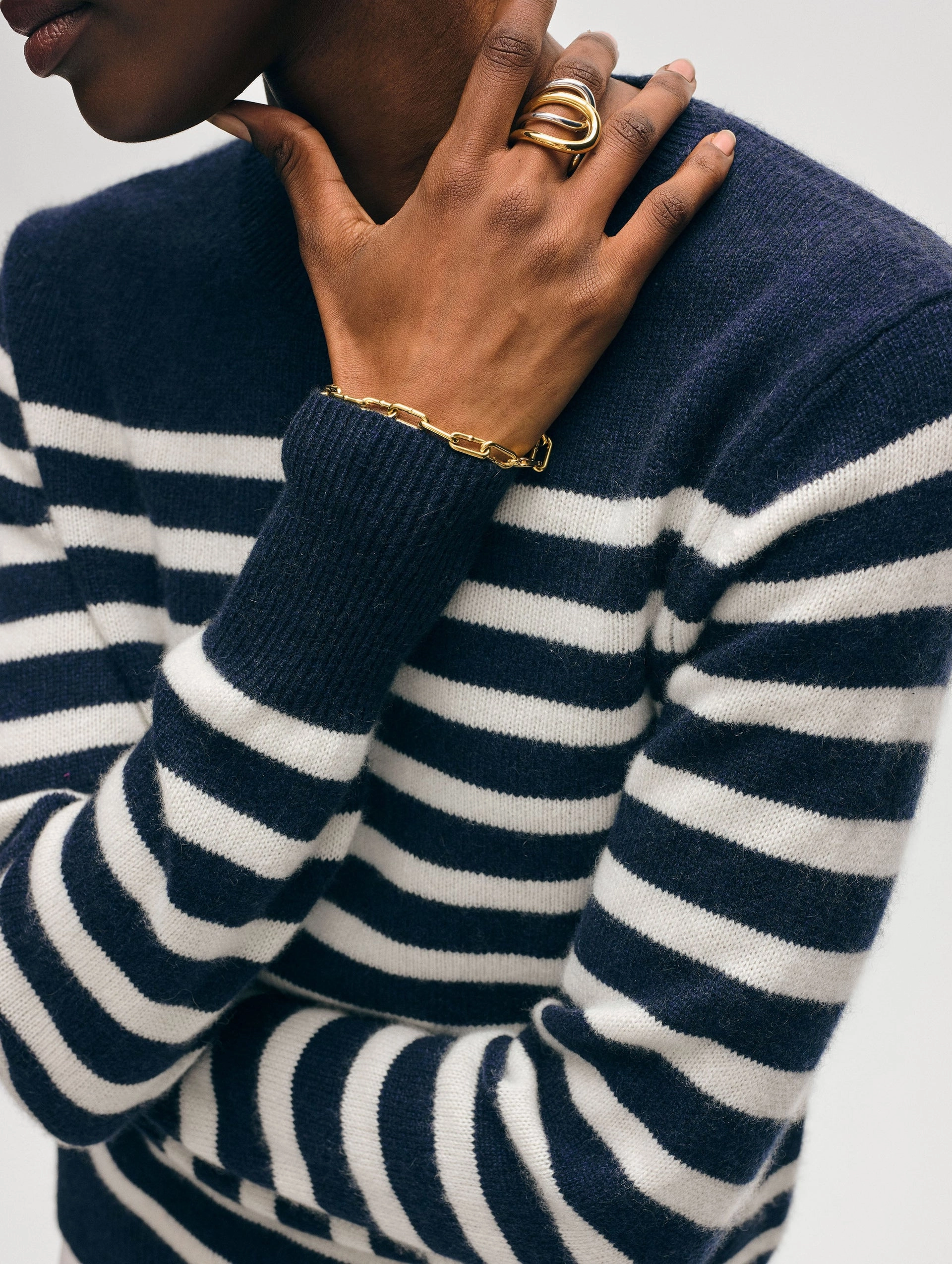 CASHMERE STRIPED CREWNECK ReflectiveDetails