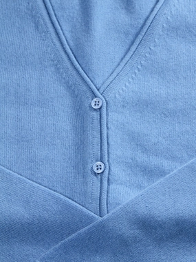 OrganicCottonBlend Comfortable Collar CASHMERE VEE CARDIGAN