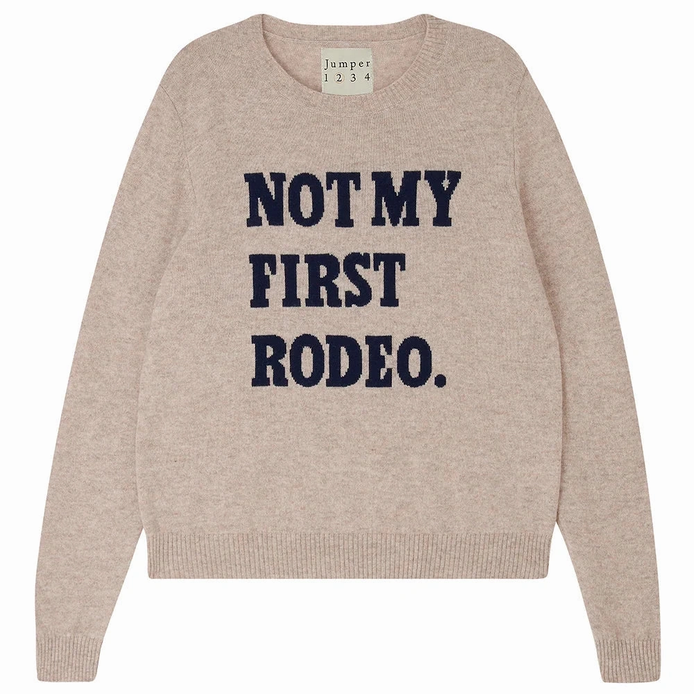Cool and Breezy Cashmere Wool Rodeo Crew Light Brown/Navy