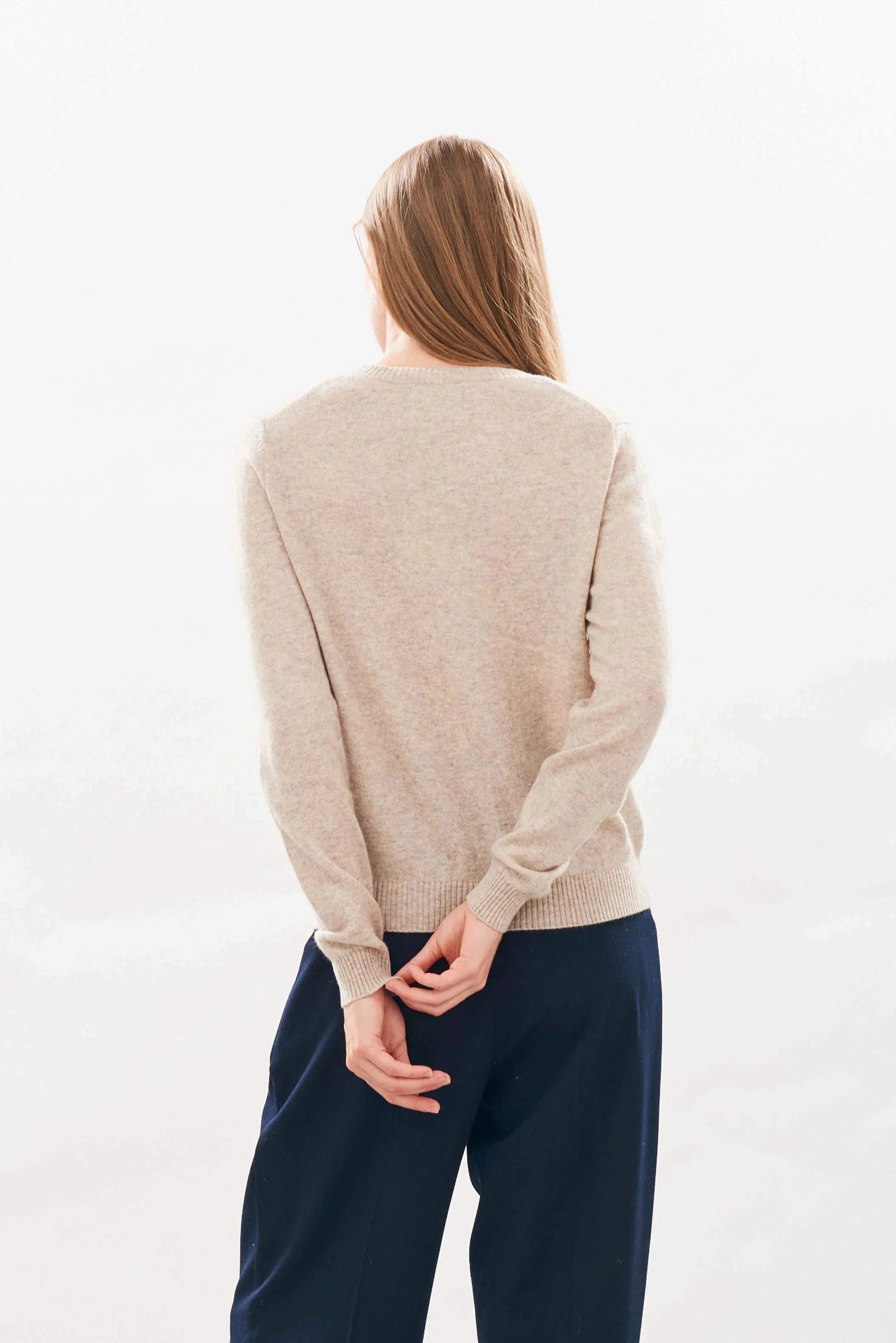 ContouredPanels Oversized Silhouette Cashmere Wool Rodeo Crew Light Brown/Navy