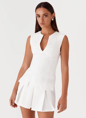 Versatile Layering Travel-Pack Cassia Mini Dress - White