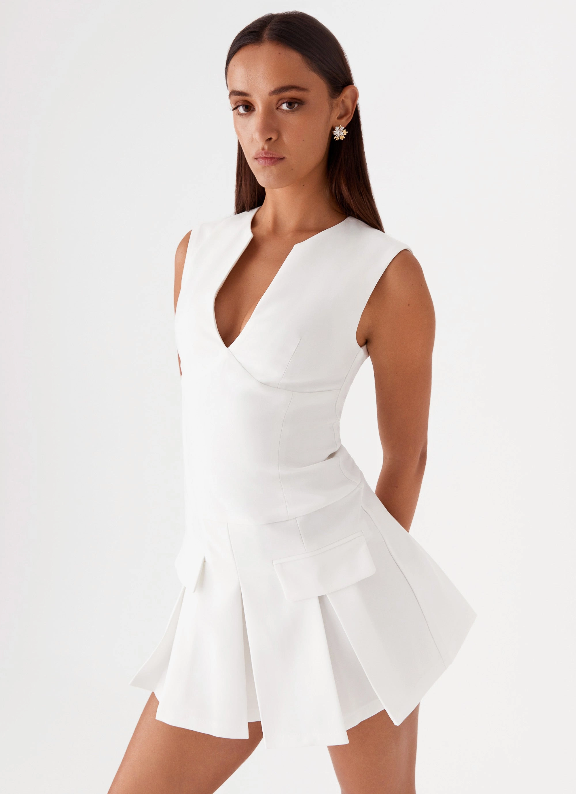 Cassia Mini Dress - White Cool Season