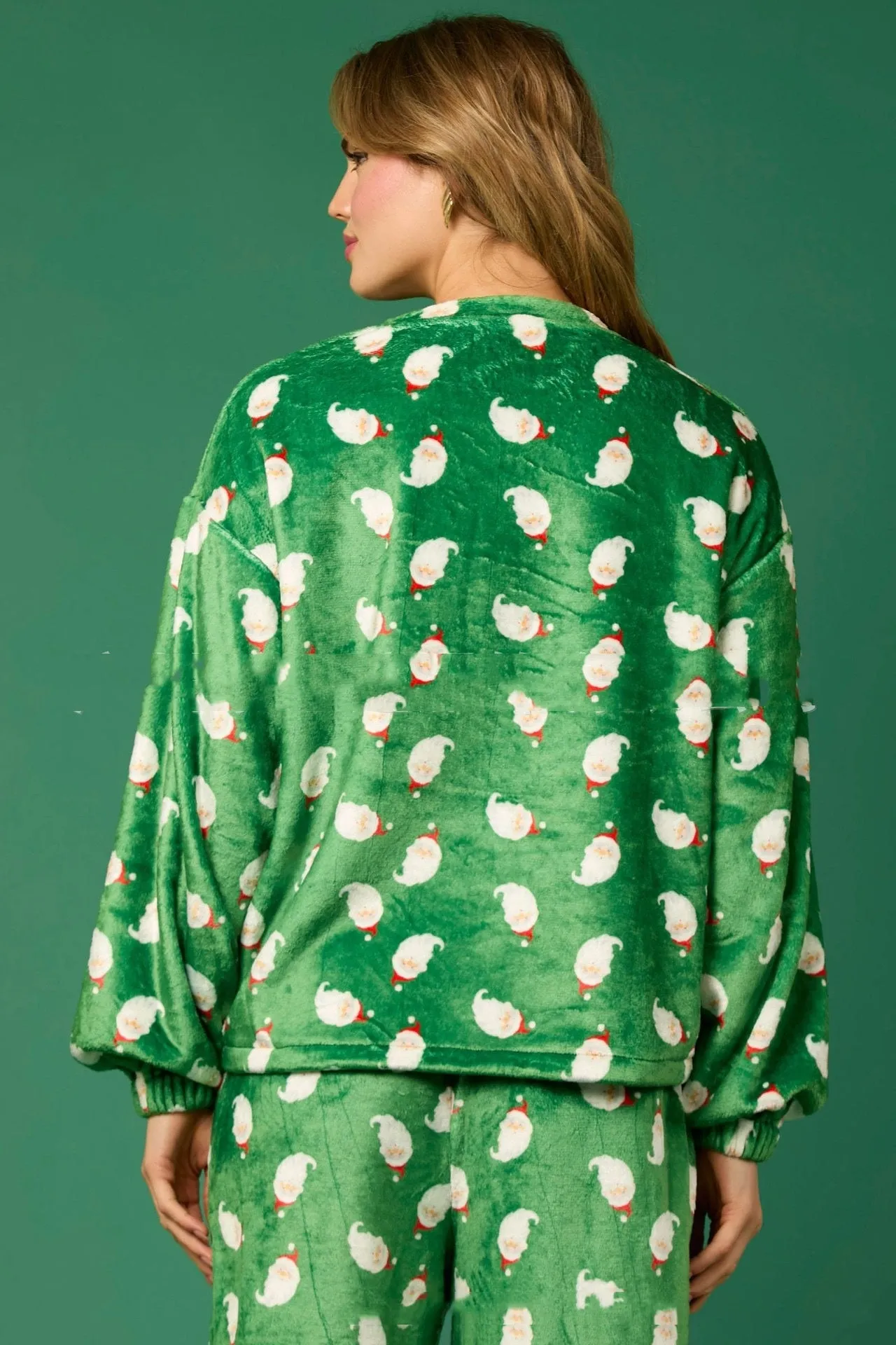 Casual Flannel Pajama Sets For Women 2 Piece Cute Long Sleeve Matching Lounge Shirts Sets Santa Claus Pajamas Homewear